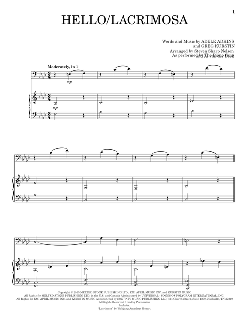 Hello/Lacrimosa - The Piano Guys, Adele (Cello and Piano)