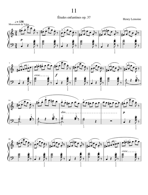 Lemoine: Études enfantines op. 37 no. 11