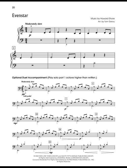 Evenstar (from The Lord Of The Rings) (arr. Tom Gerou) - Howard Shore (5-Finger Piano)