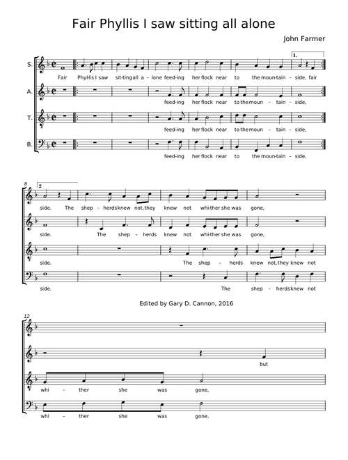 Fair Phyllis I Saw Sitting All Alone - John Farmer
