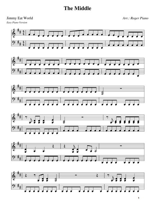 The Middle (Arr. Roger piano) - Jimmy Eat World (Easy Piano)