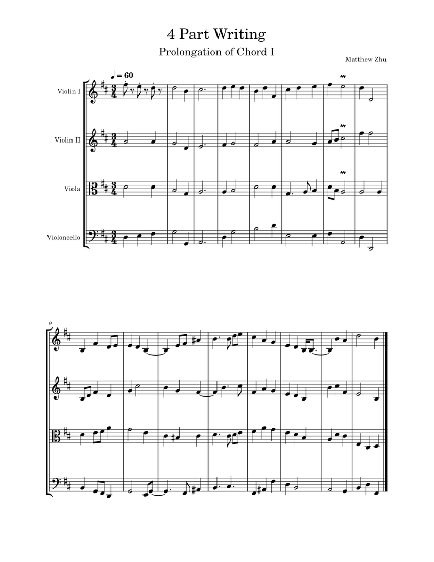 4 part writing again sheet music for violin viola cello string
