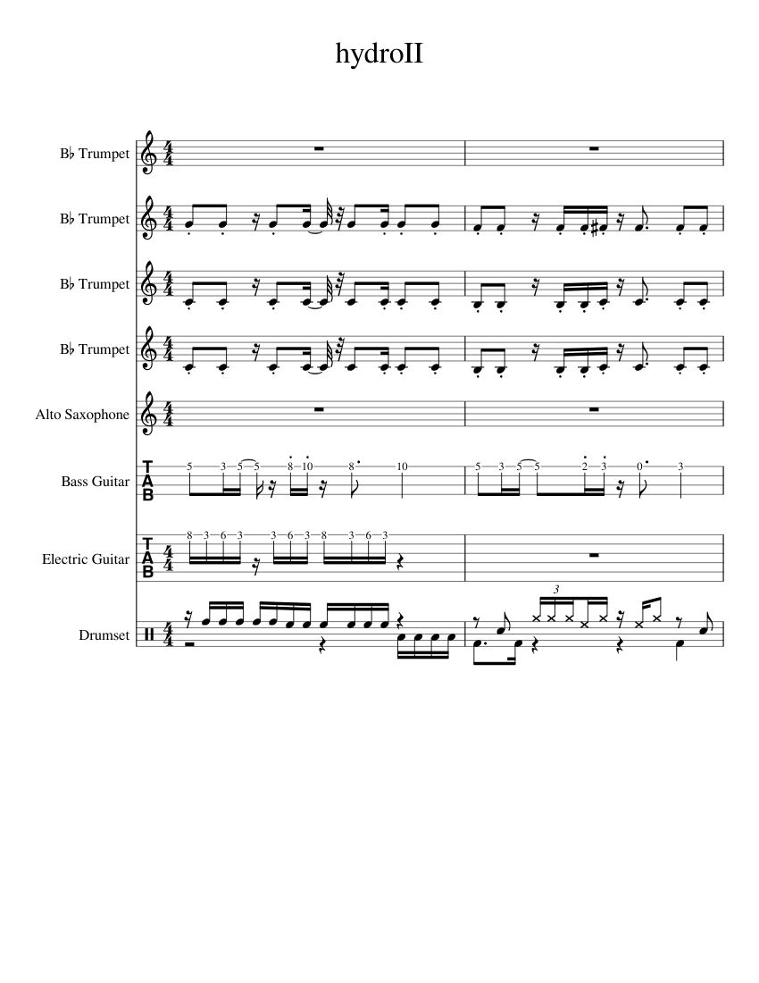 Hydrocity Act II for guitar, bass, drums, saxophone, and trumpet