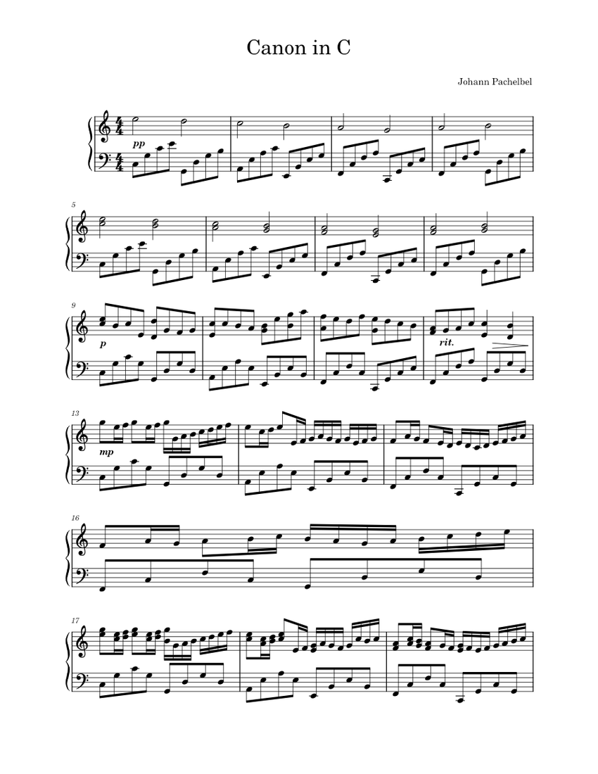 Canon in c Johann Pachelbel Canon in C Johann Pachelbel Sheet music