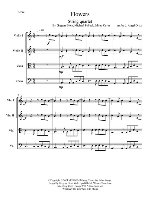 Flowers (Arr. José angel Ortiz ramirez) - Miley Cyrus (String Quartet)