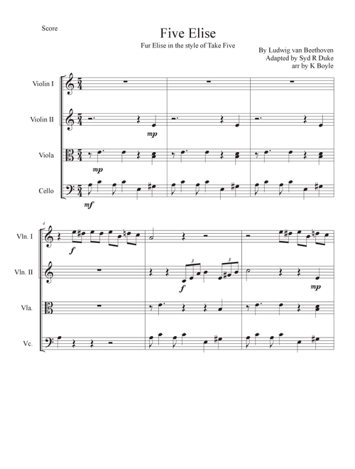Für Elise (Arr. Karlie Boyle, Syd R Duke) - Ludwig van Beethoven, Dave Brubeck (String Quartet)