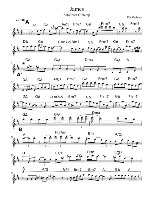 Pat Metheny James solo from Offramp