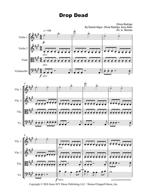 Drop Dead (Arr. A. Nichols) - Olivia Rodrigo (String Quartet)