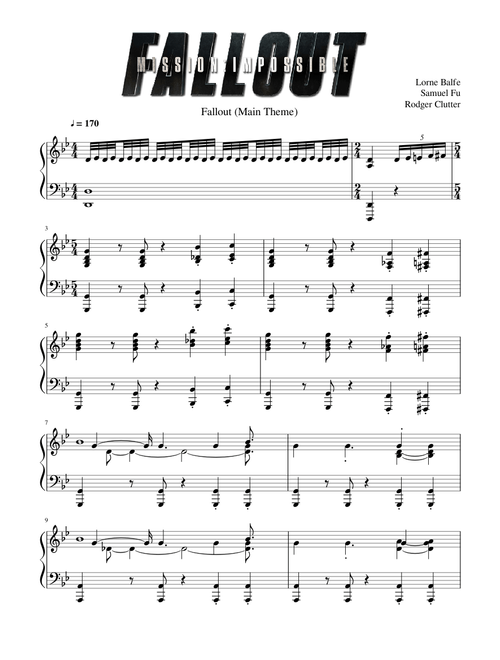 Fallout (Main Theme) - Mission Impossible: Fallout - Lorne Balfe - Piano Solo