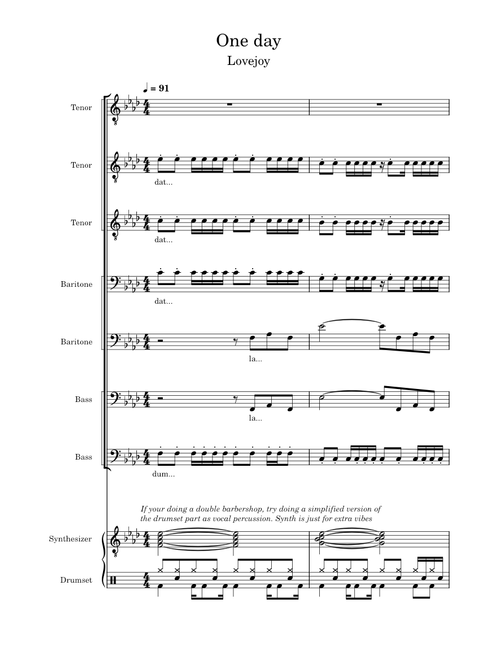 One Day  – Lovejoy  One day (TTTBBBB) - Lovejoy