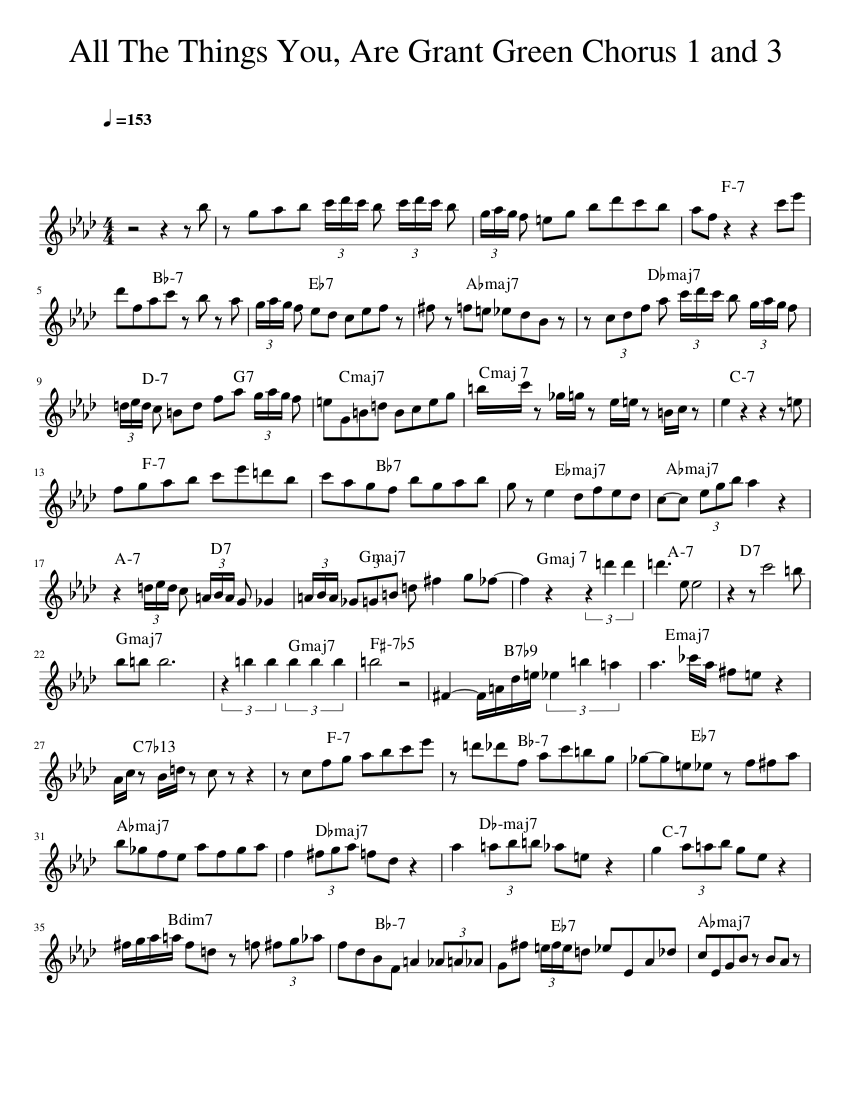 All The Things You Are Grant Green Sheet music for Piano (Solo 