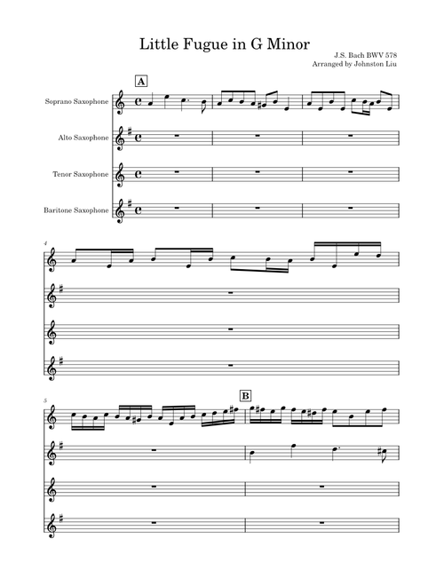Little Fugue In G Minor BWV 578 – Johnston Liu/Johann Sebastian Bach