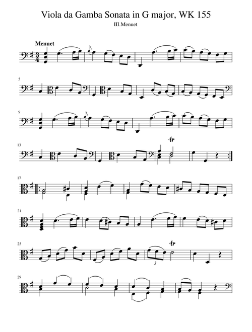 Carl Friedrich Abel - Viola da Gamba Sonata in G major, WK 155 III.Menuet