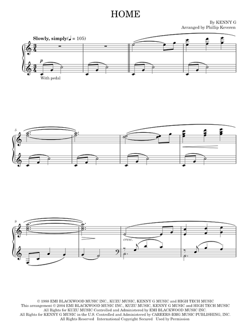 Home - Kenny G (Piano Solo)