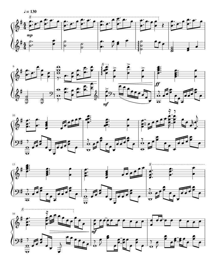 Sekai Wa Koi Ni Ochiteiru - Ao Haru Ride OP Sheet Music for Piano (Solo ...