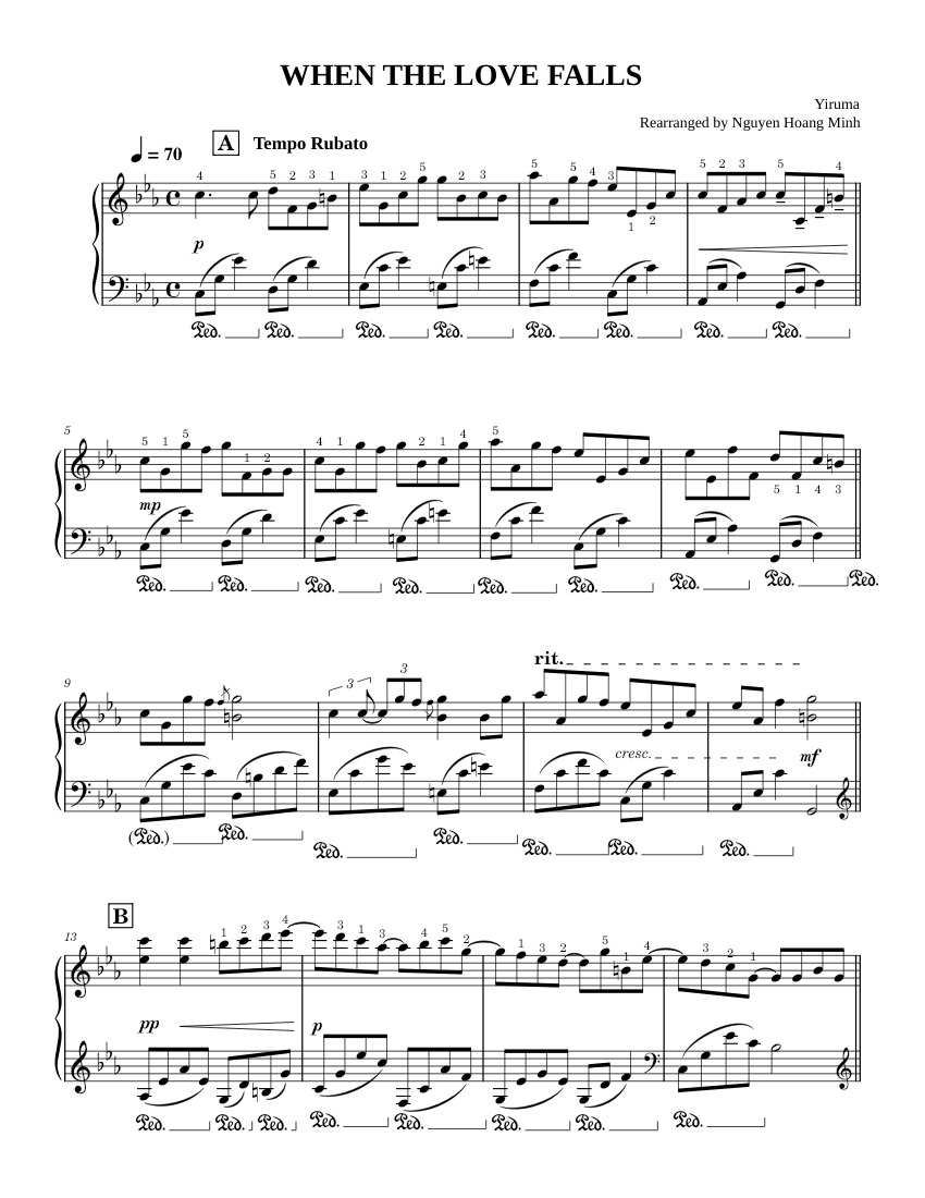 When the love falls Yiruma When The Love Falls Sheet music for Piano