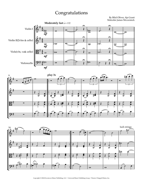 Congratulations (Arr. Sherry Lewis) - Aja Grant, Bilal Oliver, Malcolm James Mccormick (String Ensemble)
