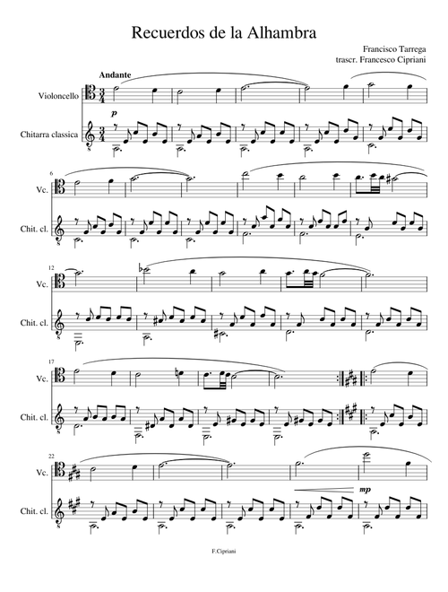 Recuerdos de la Alhambra by Francisco Tarrega