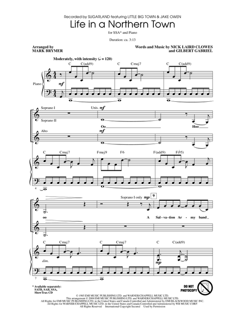 Life In A Northern Town (Arr. Sugarland) - Mark Brymer (Choral, SSA)