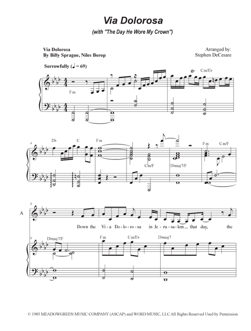 Medley: Via Dolorosa with The Day He Wore My Crown (Arr. Stephen DeCesare) - Sandi Patty (Voice Duet and Piano)