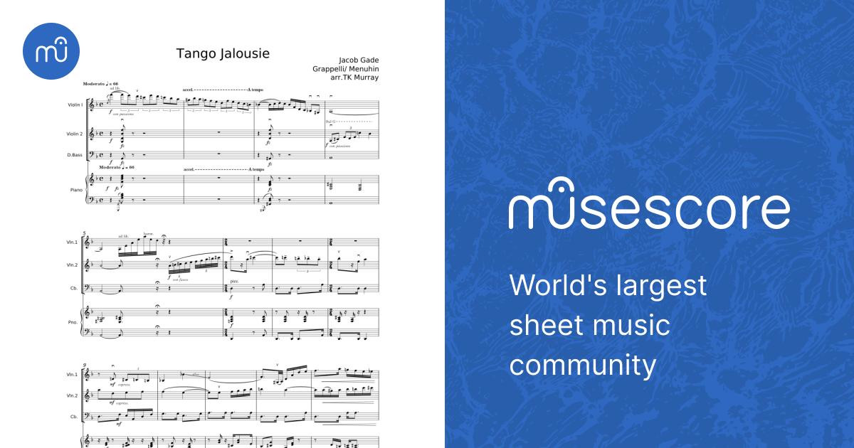 Tango Jalousie - Jacob Gade Sheet Music for Piano, Contrabass, Violin ...