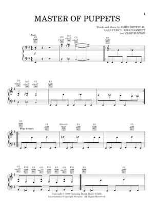 Master of Puppets: Metallica Sheet Music for Piano (Rock band Master of Puppets: Metallica Sheet Music for Piano (Rock band