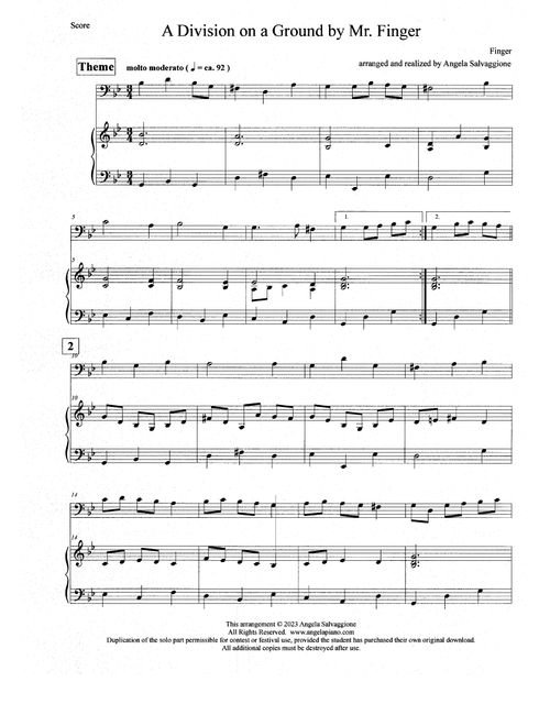 A Division on a Ground by Mr. Finger (Arr. Angela Salvaggione) (Bassoon and Piano)