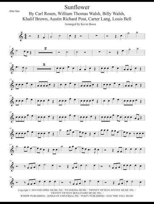 Sunflower (Arr. Kevin Busse) - Post Malone & Swae Lee (Alto Sax Solo)