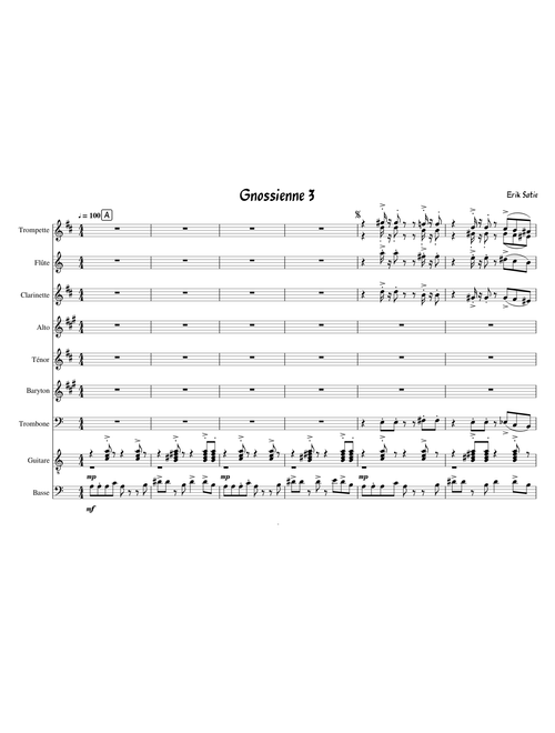 Satie - Gnossienne 3 - Arrangement pour Big Band