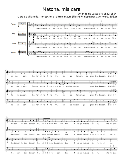 Matona, mia cara - Orlande de Lassus