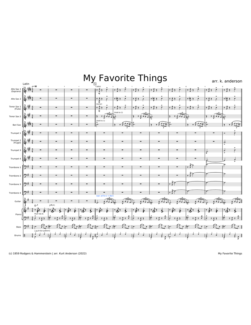 My Favorite Things Sheet Music for Piano, Trombone, Saxophone alto ...