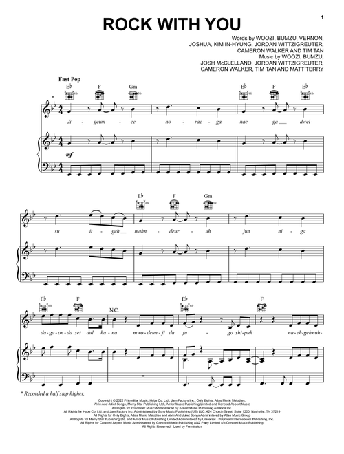 Rock With You - Seventeen (Piano-Vocal-Guitar)