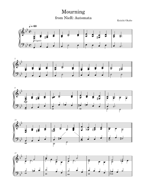 "Mourning" - Keiichi Okabe (from NieR: Automata)