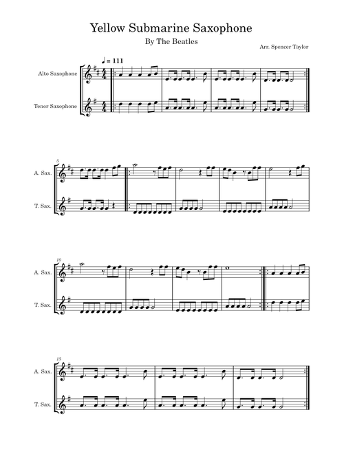 Yellow Submarine Saxophone
