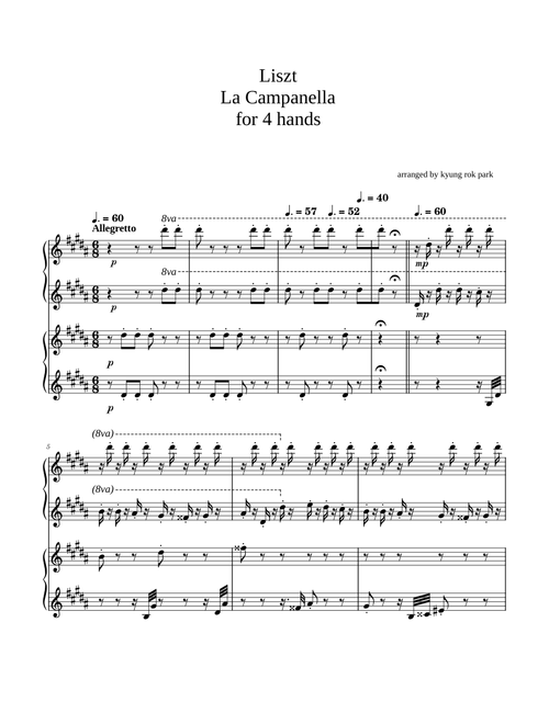 Liszt La Campanella for 4 hands