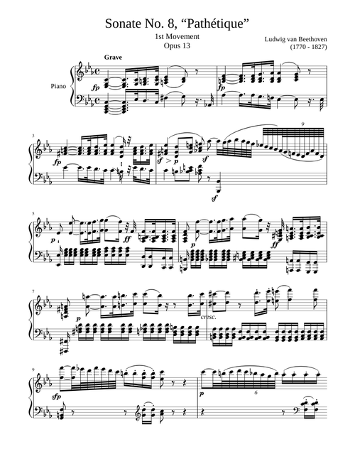 Sonate No. 8Pathetique 1st Movement