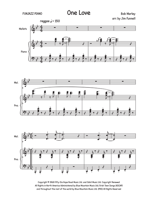 One Love (Arr. Jim Funnell) - Bob Marley (Instrumental Solo (with Piano Accompaniment))