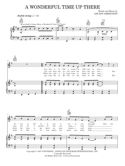 A wonderful time up there - Pat Boone (Piano-Vocal-Guitar)