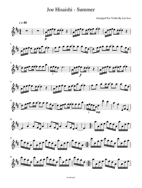 Joe Hisaishi-Summer-Violin