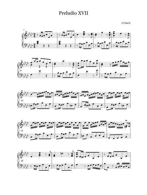 Preludio XVII BWV862 - Johann Sebastian Bach (Piano Solo)