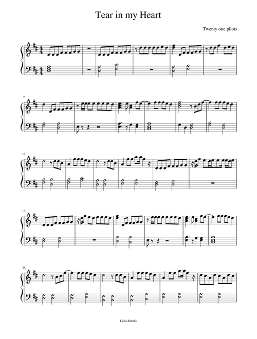Tear In My Heart - Twenty One Pilots (Easy Piano)