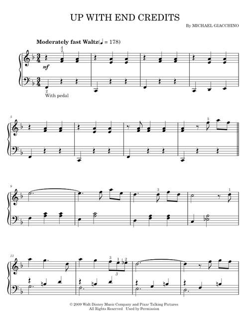Up With End Credits - Michael Giacchino, Up Movie (Easy Piano)