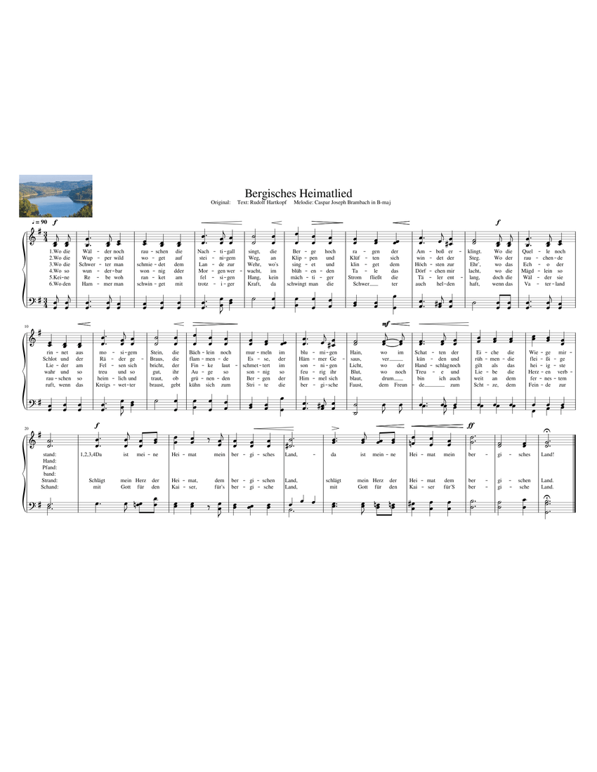 Bergisches Heimatlied Sheet Music For Piano (Solo) | Musescore.com