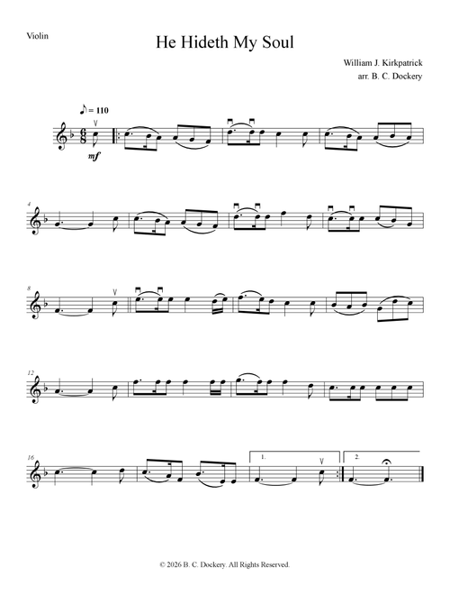 He Hideth My Soul (Violin Solo) (Arr. B. C. Dockery) - William J Kirkpatrick (Violin Solo)