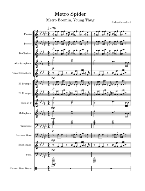 Metro Boomin ft Young Thug "Metro Spider" Band Arrangement