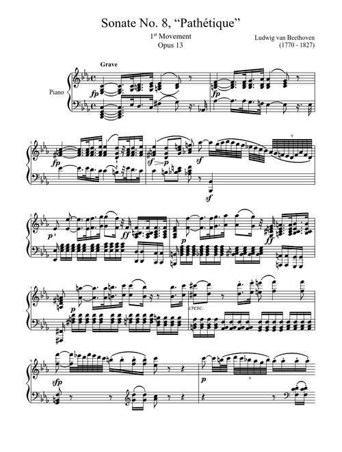 Sonate No. 8,“Pathétique” 1st Movement