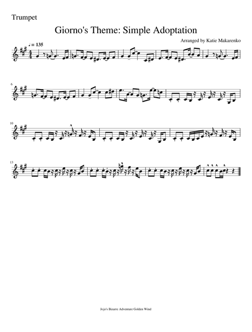 Giorno s Theme For Trumpet