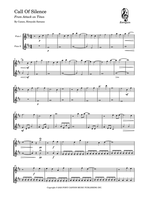 Call Of Silence (Arr. Estreguin) - Hiroyuki Sawano (Flute Duet)