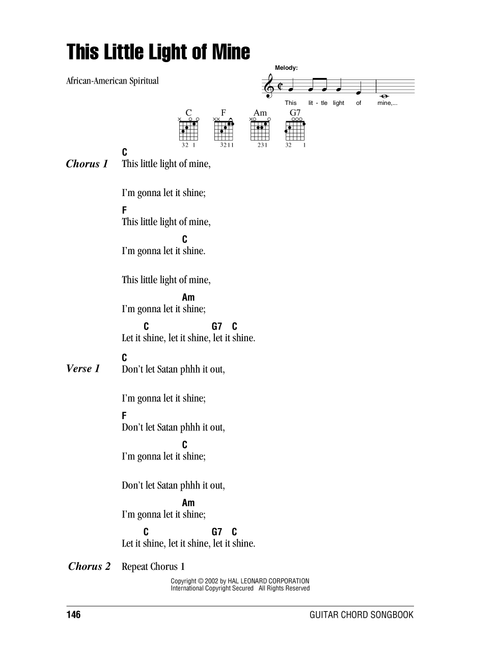This Little Light Of Mine - African-American Spiritual (Guitar Chords-Lyrics)