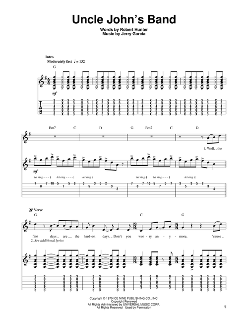 Uncle John's Band - Grateful Dead (Guitar Tab Play-Along)